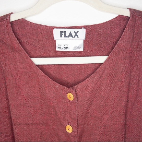 Flax Linen Button Up Shacket Lagenlook Blouse - Picture 2 of 6